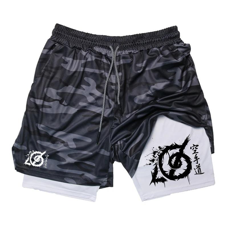 

Графические шорты 2 в 1 для тренировок и бега для мужчин, спортивные шорты для зала с компрессионной подкладкой, карманом для телефона, петлей для полотенца XXXL серебряный