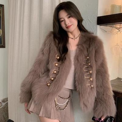 Autumn British Style  Faux Fur Loose Women Short Coat Outwear Fashion Jacket