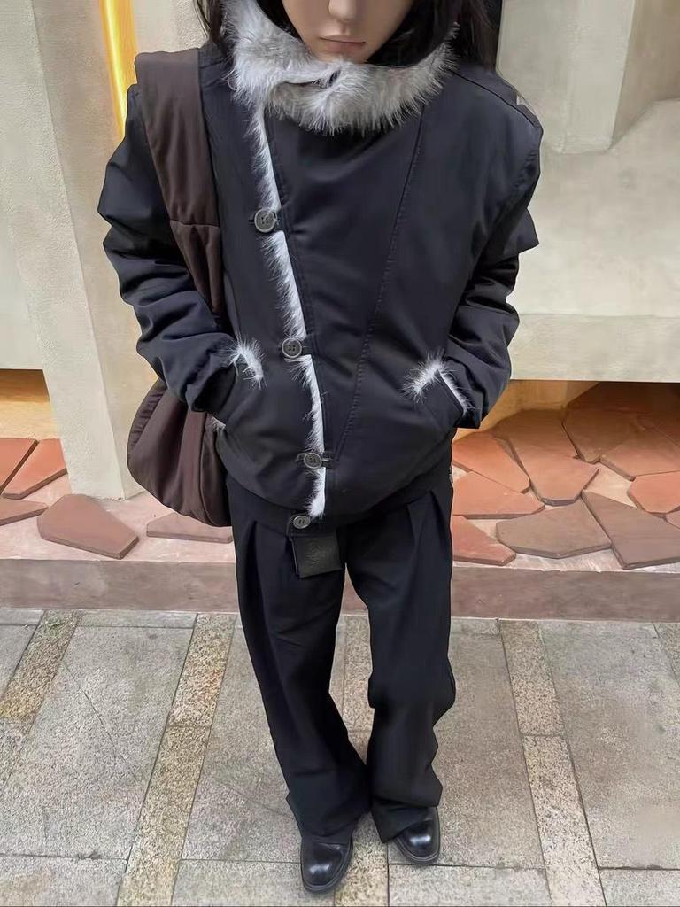 Veste Chaude Épaisse en Coton pour Homme - Collection Automne/Hiver 2025 avec Design à Revers Américain