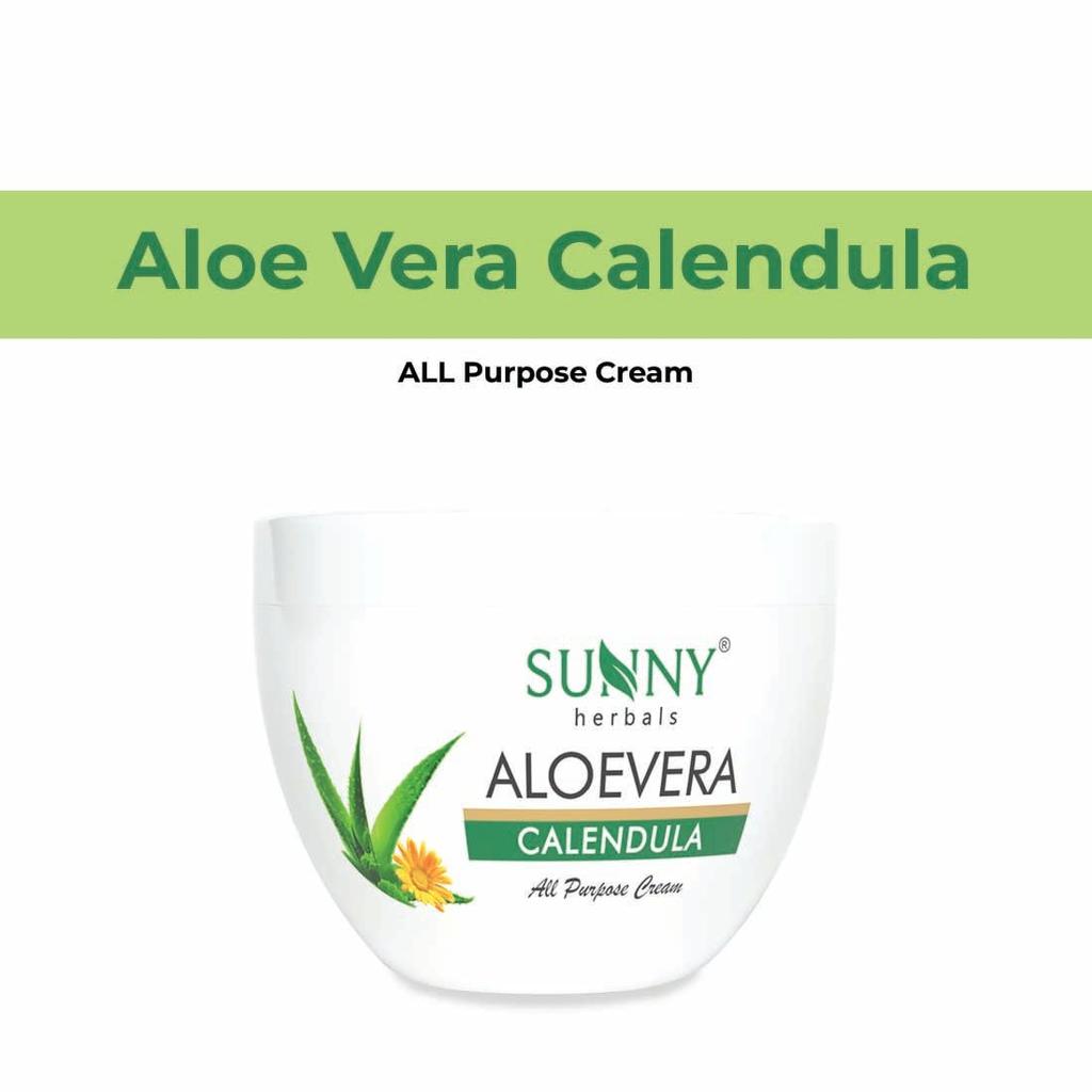 Sunny Herbals Aloevera Calendula Cream 250 gm Pack of 1 | Deep Hydration, Skin Soothing & Natural Face Nourishment