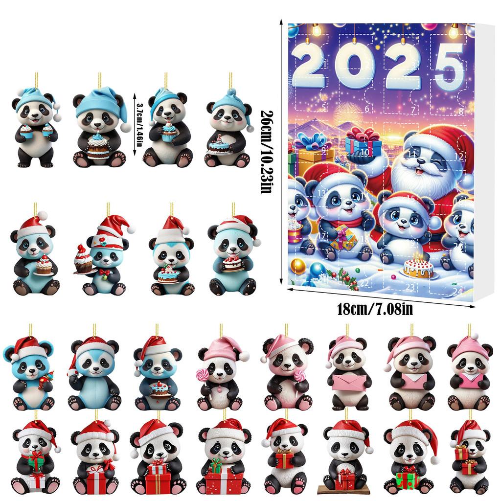 Christmas Panda Countdown Calendar With Acrylic Components For Holiday Decor Gift For Kids