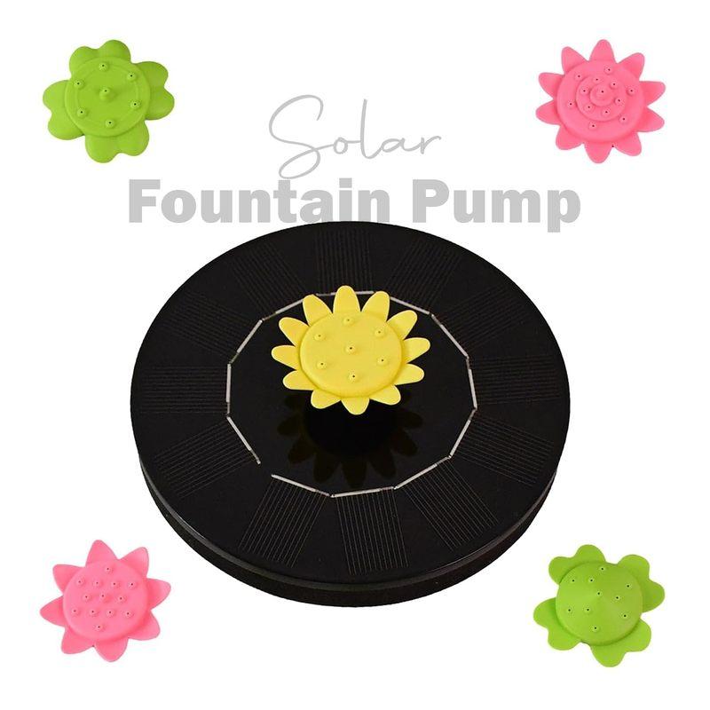 High Efficiency Solar Fountain Pump with 6 Spray Nozzles Adjustable Water Pattern for Bird Bath Garden Pond Pool Courtyard