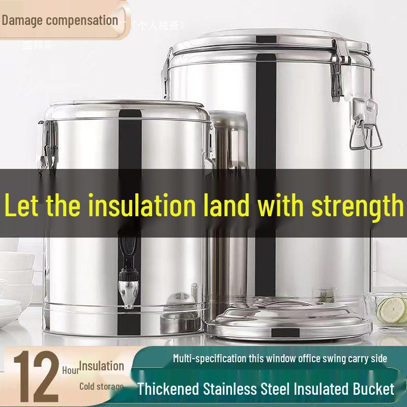 Isolierter Eimer aus Edelstahl 304 für Reis und Sojamilch, Eimer für Eisgelee mit großem Fassungsvermögen