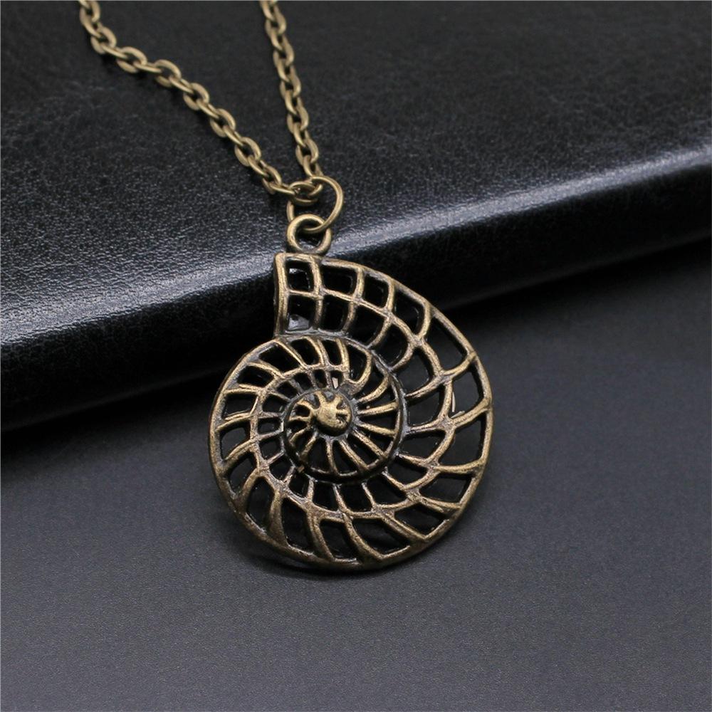 Fashion Simple Vintage Antique Bronze Color 35x27mm Swirl Pendant Necklace For Women
