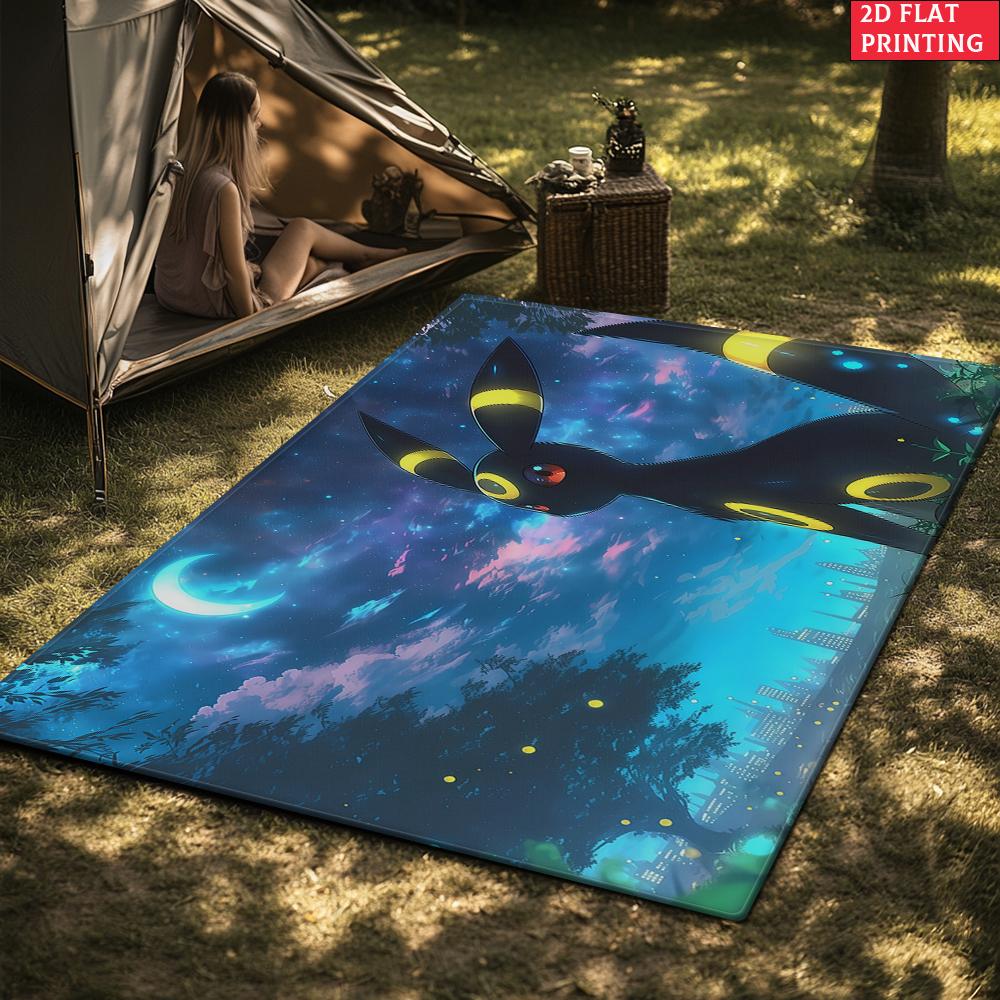 Cute Starry Night Black Fox Area Rug Non Slip Soft Floor Mat For Living Room Entryway Bathroom Decor Washable Doormat