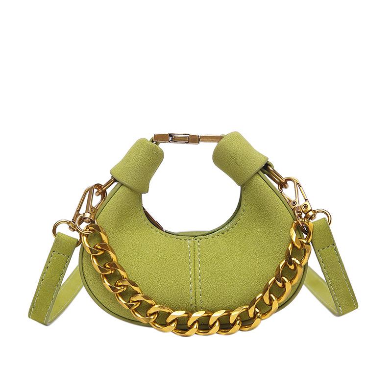

Trendy niche fashionable design sense portable mini crescent bag personalized versatile solid color casual messenger women s bag зелёный