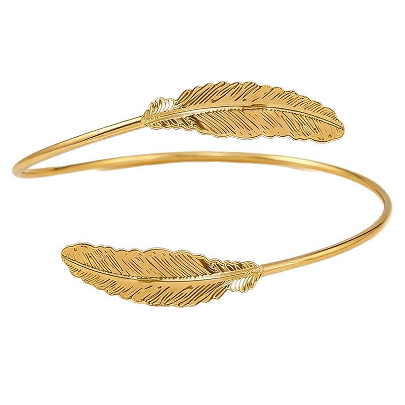 Baroque Feather Women's Open Bangle Bracelet - Elegant Cross-Border Fashion Accessory for Brides