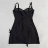 2026 Women's Rhinestone Feather Spaghetti Strap Bandage Mini Dress - Little Black Prom Party Dress