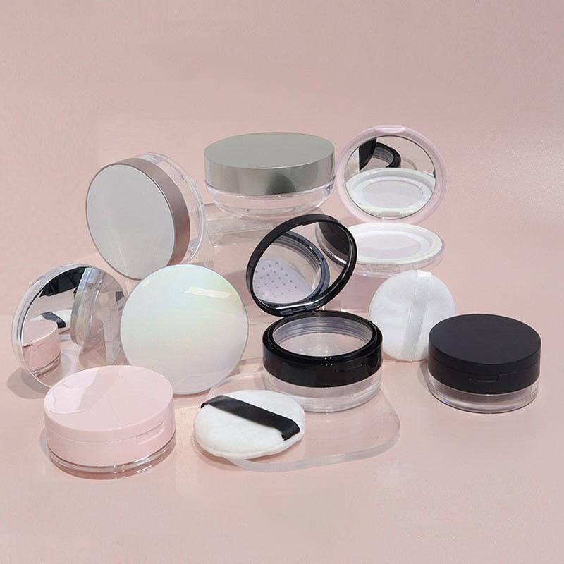 1Pcs Portable Plastic Powder Box Empty Loose Powder Container With Sieve Mirror Cosmetic Sifter Jar Travel Makeup Accessories