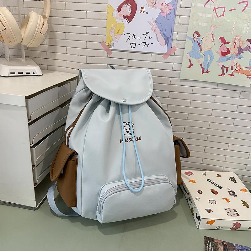 Japanese ins schoolbag female college students niche bundle drawstring backpack lightweight large capacity junior high school students backpack