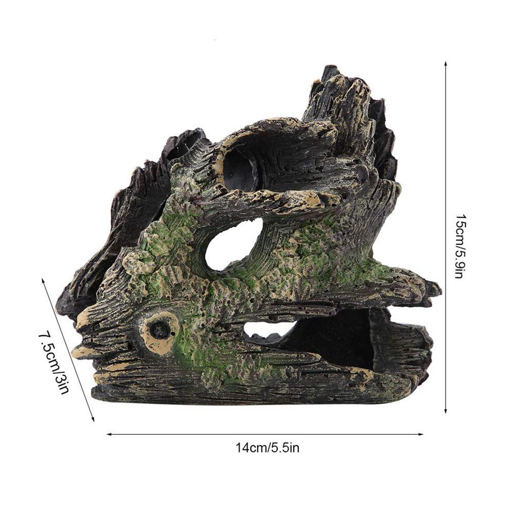 Aquarium Hollow Log Decor Multifunction Resin Fish Hiding Cave Non-toxic Aquarium Decoration for Fish Tank Aquarium Accessories