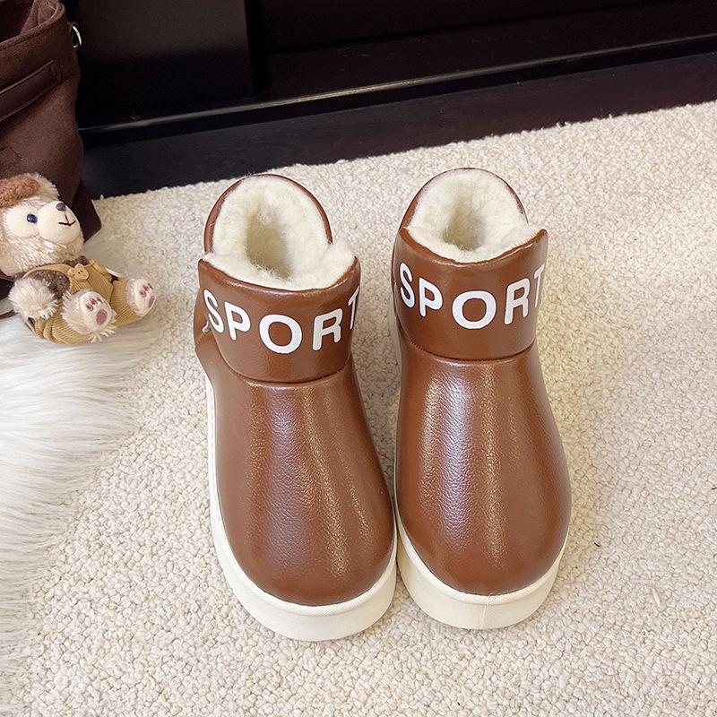 2025 new shoes winter warm and fleece Korean version fleece thickened waterproof home outdoor women's winter shoes and boots