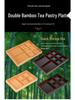 Bamboo and Wood Tea Snack Tray - 9-Grid Walnut Design for Living Room Pastries and Snacks