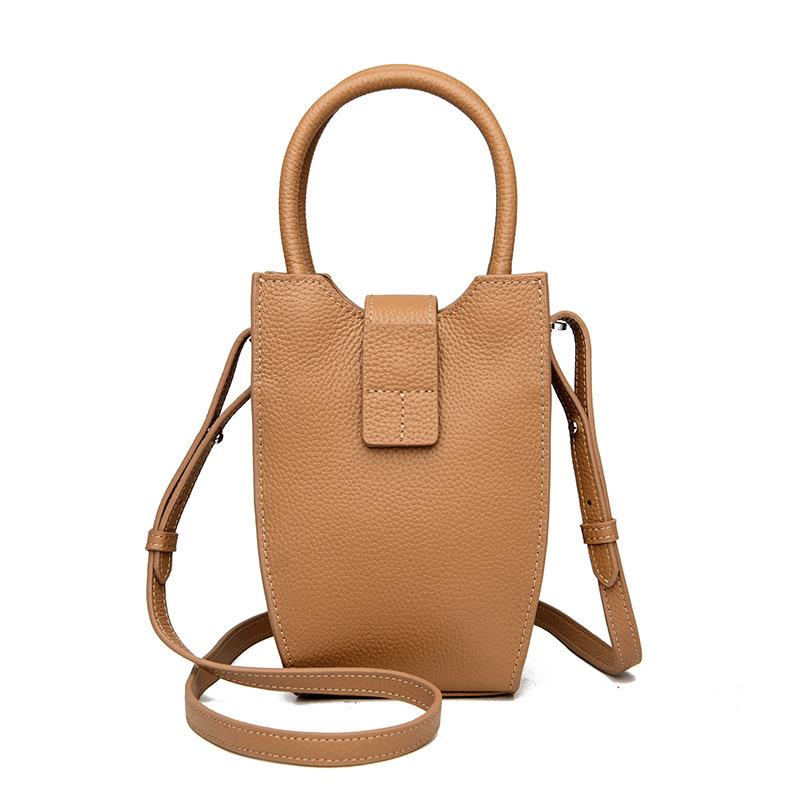 Leather women's bags, new trendy fashion handbags, high-end small bags, shoulder messenger bags, mobile phone bags.