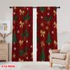 2pcs,2D Plane Printing Curtain Fabric Adorable Santa Hat & Scarf Versatile Fabric (without Rod) Versatile All Perfect for