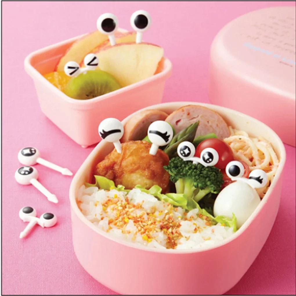 Plastic Fruit Toothpick Lovely Eye Cartoon Forks Bento Decorative Tableware Food Picks Fish Fork Dessert