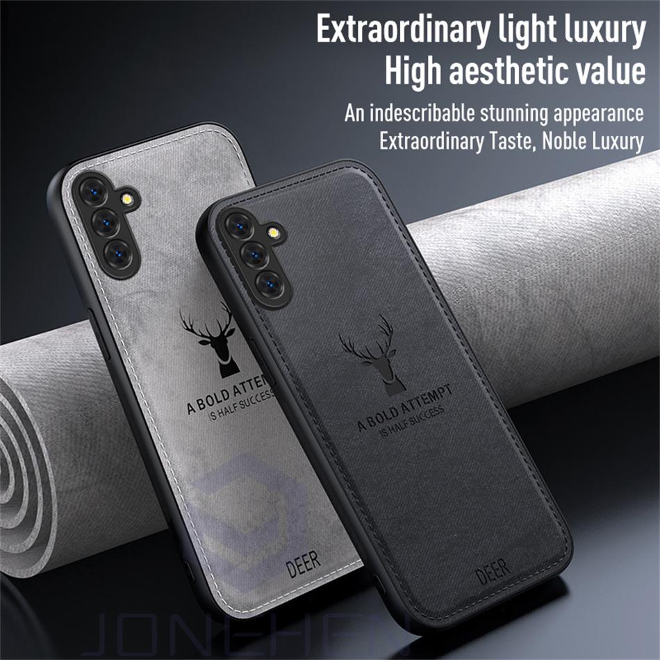 Deer Head Soft Leather Shockproof Case For Samsung Galaxy Note 8 9 S22 S23 S24 Ultra A14 A15 A25 A35 A50 A51 A52 A72 Back Cover