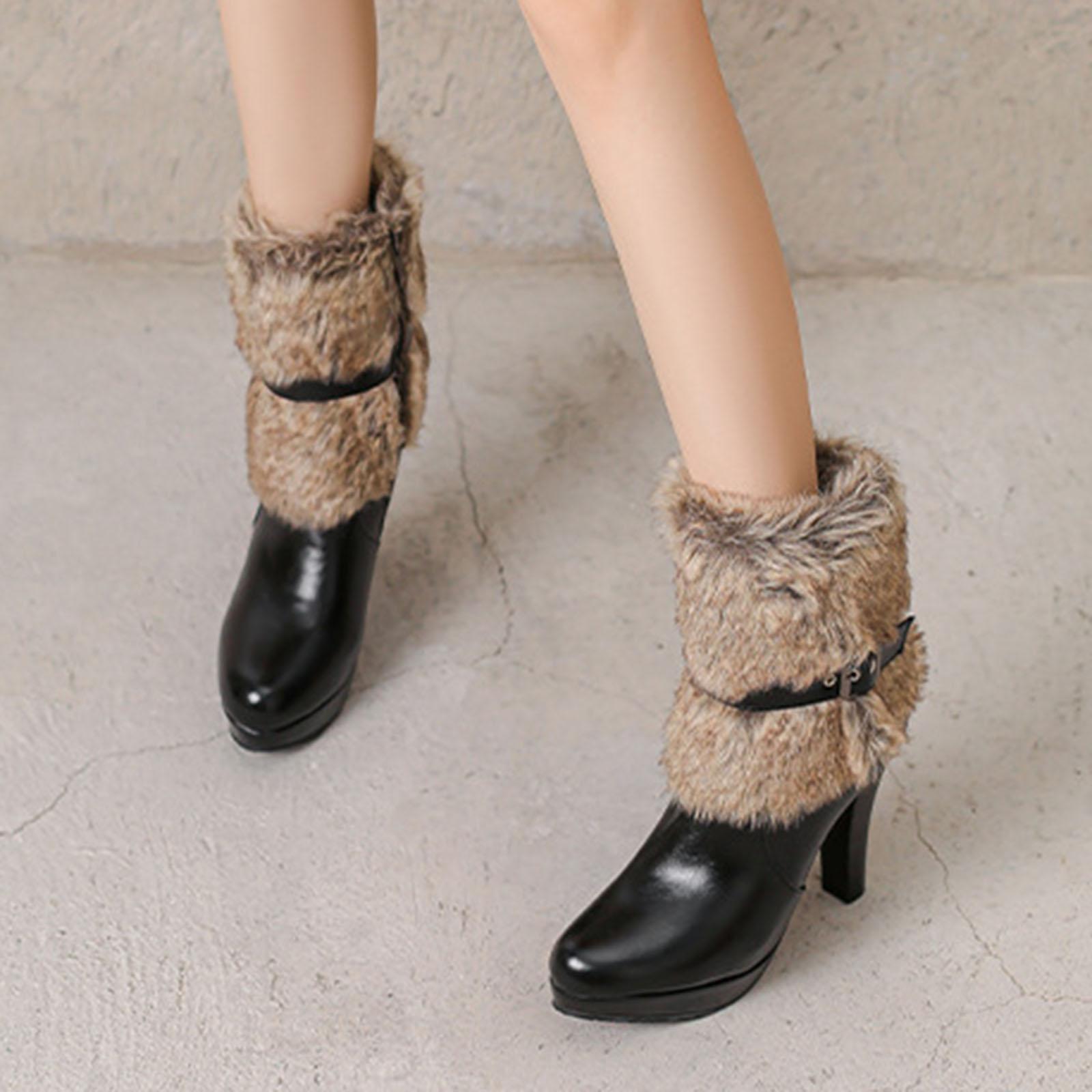 

Warm Winter Boots For Women S Leather Block Heel Ankle Boots Fashion Studded Ankle Strap Punk Boots For Women Botas Para Mujer 39 чорний