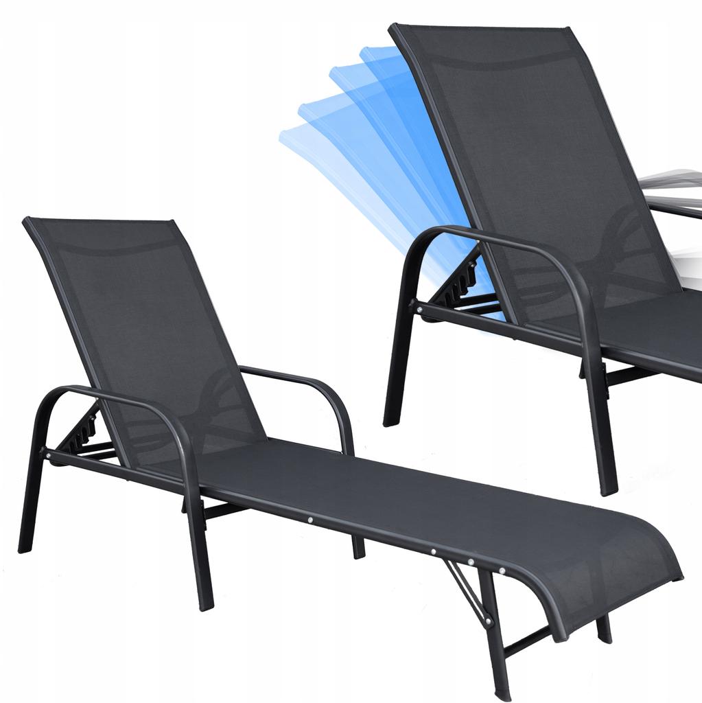 Foldable Garden Chair Adjustable Backrest Steel Beach Chair Deck Chair