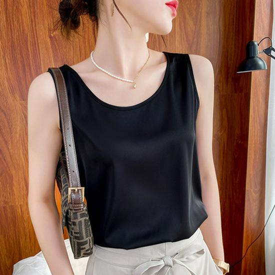 Dames Zomer Satijnen Zijden Camisole: Mouwloze Top, Basislaag van IJszijde, Veelzijdig Ondergoed of Bovenkleding
