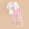 Little Tiger Patty Girls' Summer T-shirt & Pearl Skirt Set