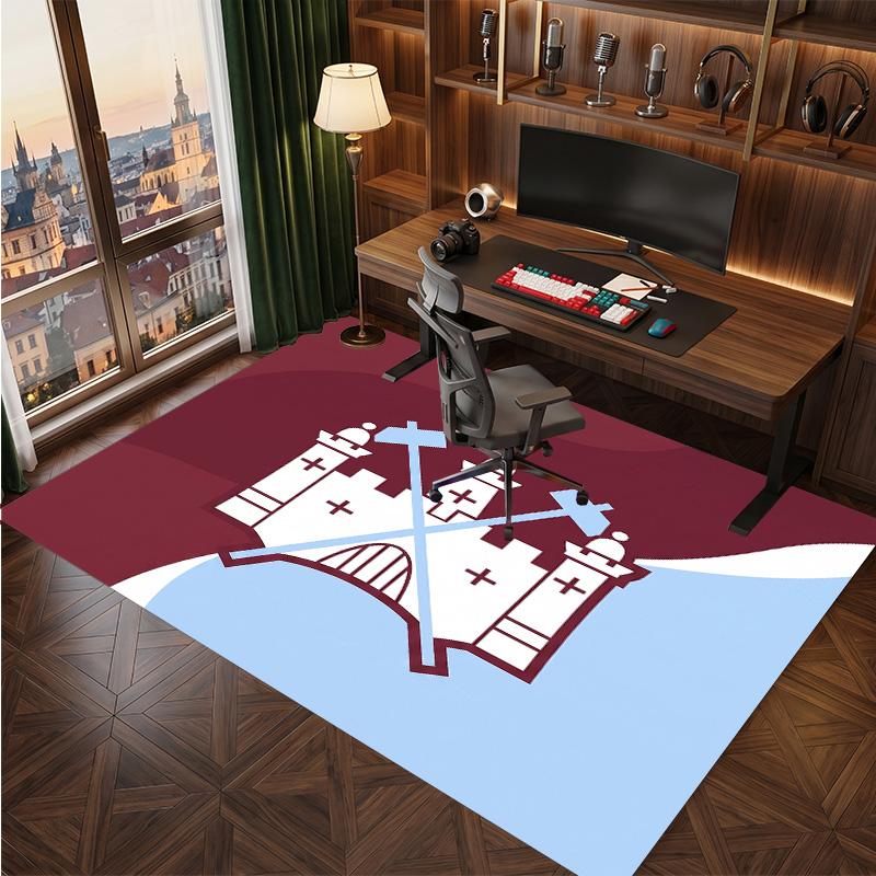 West Ham United Football Print Crystal Velvet Rug, Comfortable Water Absorbent Non Slip Indoor Floor Carpet