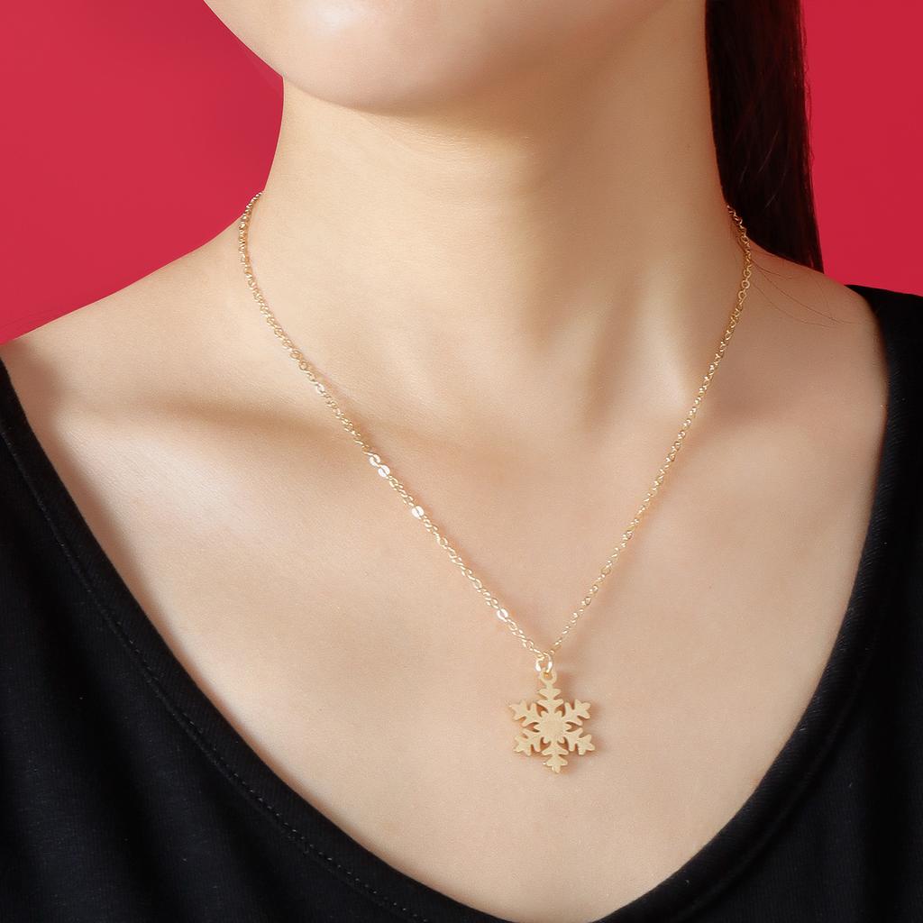 Accessories Christmas Element Necklace New Year'S Snowflake Creative Simple Personalized Stud Earrings Necklace Set