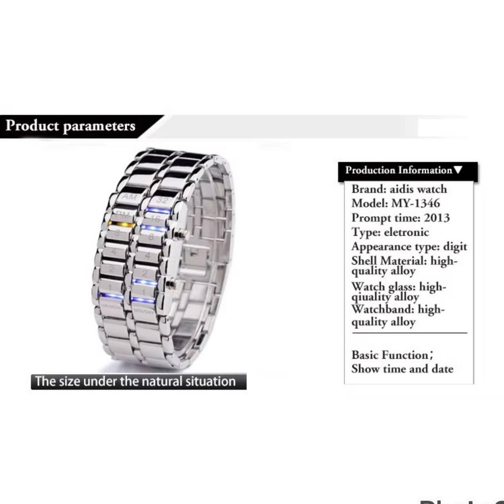 Moda Lava Iron Samurai Saat Erkekler İkili LED Saatler Siyah Gümüş Paslanmaz Çelik Elektronik Bileklik Saatler LED Erkek Spor Kol Saatleri