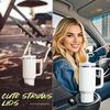 6 Pcs Bling Straw Covers Cap for 30&40 Oz Stanley Cup, 10mm (0.4inch) Gold Black White Silicone Toppers for Water Tumblers,Cute Reble Straw Tip Lids