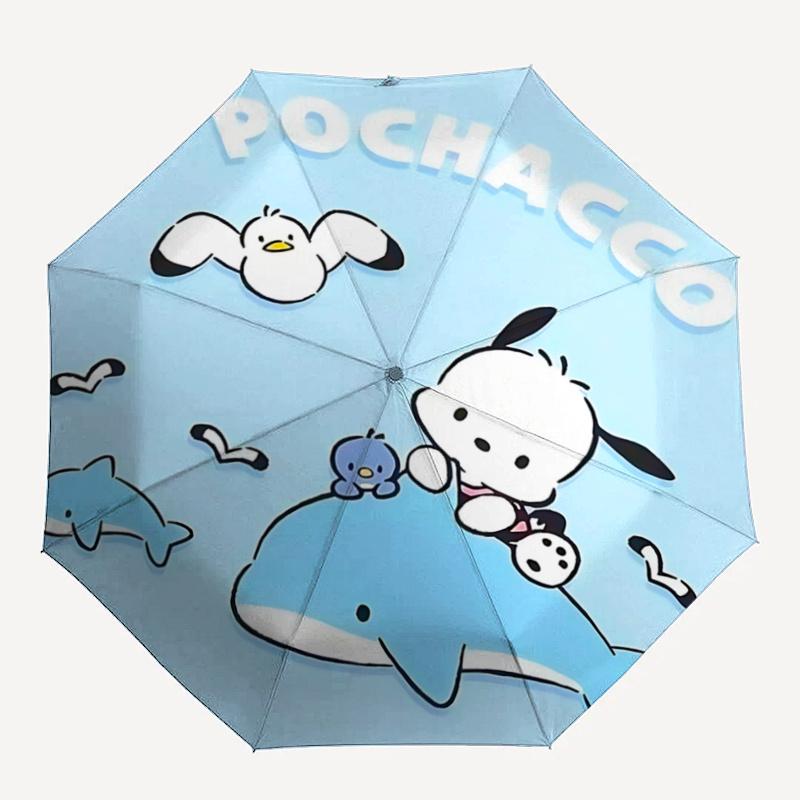 1pc Pochacco Automatic Opening/Closing Umbrella with Convenient Three-Fold Design, 8-Bone Iron Frame, Outdoor, Perfect Gift for Fans, Travelers, Daily