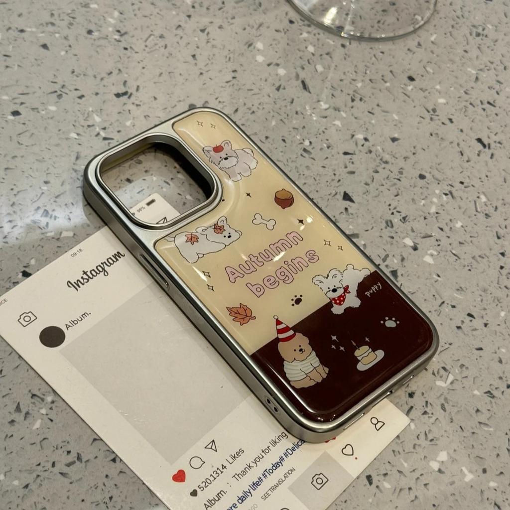 Korean Cute Bow Bear Applies To Apple iPhone 17/16 Mobile Phone Case 15 Electroplating 13 Water Condensation 14 Sets