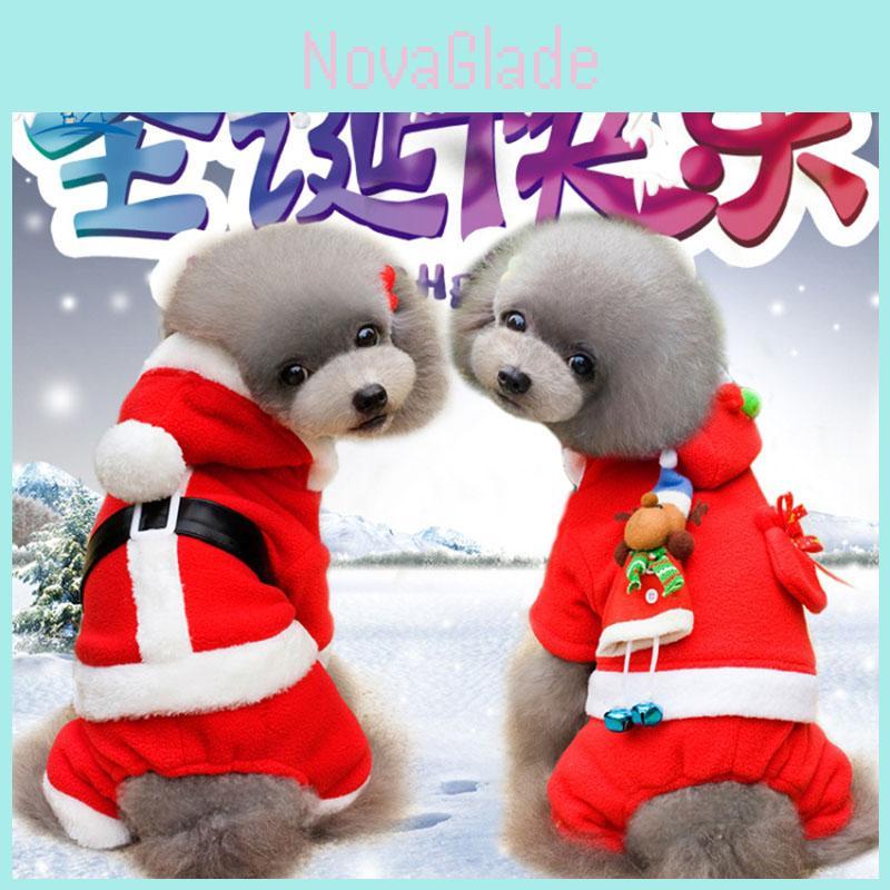 Quality Pet Xmas Clothes Pajamas Dog Jumpsuit Cat Sweater Coat Jacket**