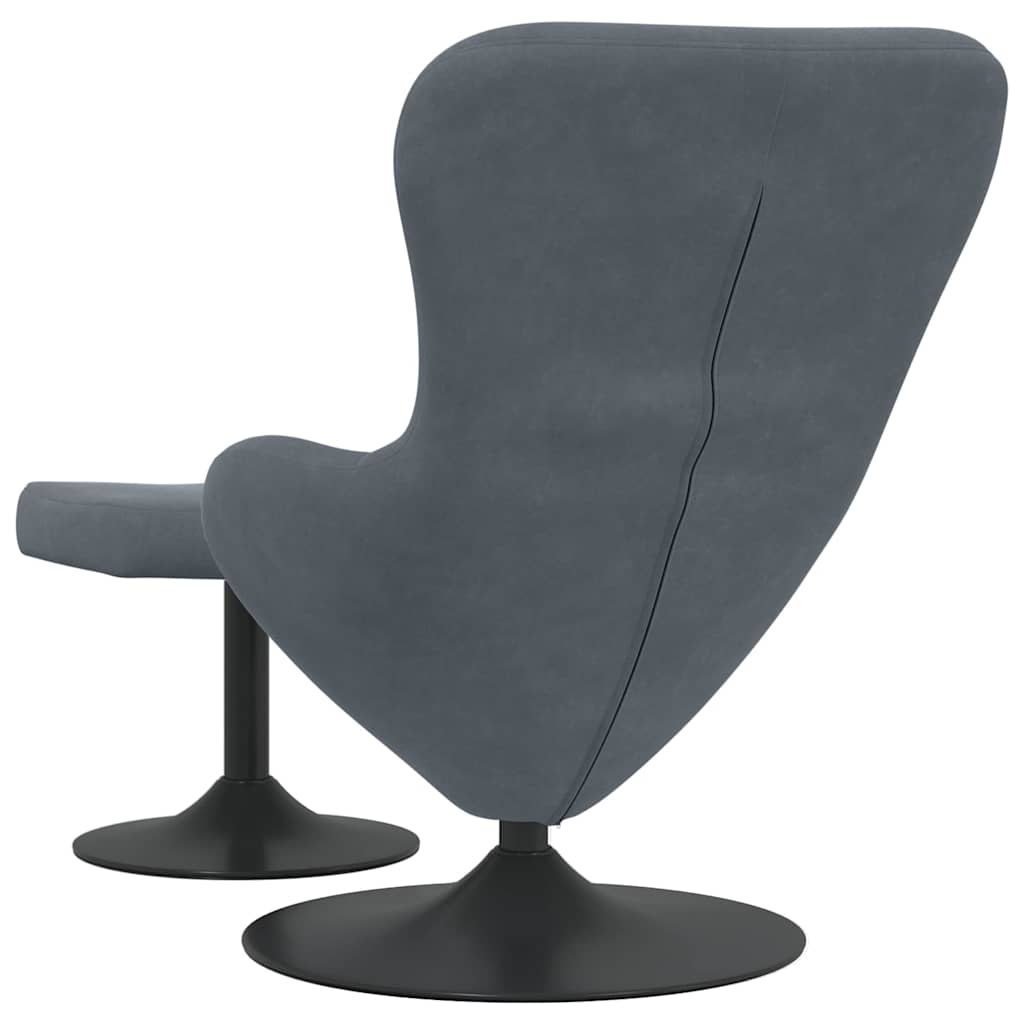 Egg Chair with Footstool Dark Grey Velvet