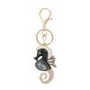 Exquisite Ocean Seahorse Keychain Rhinestone Bag Pendant Fashion Car Key Ring  Female Decoration
