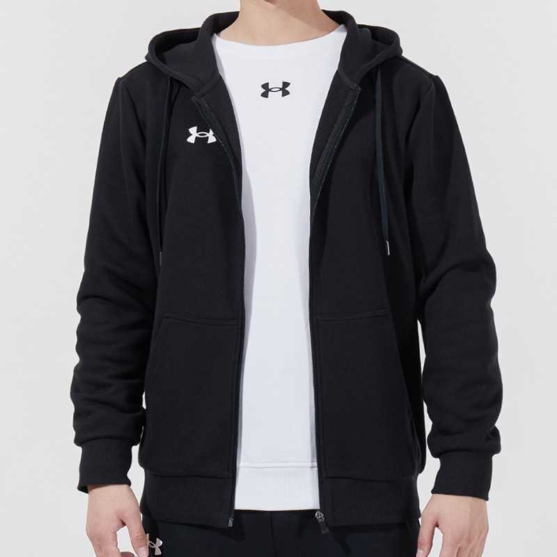 Under Armour Logo Sports Training Knit Hooded Jacket Men Jackets Black 21600305-001