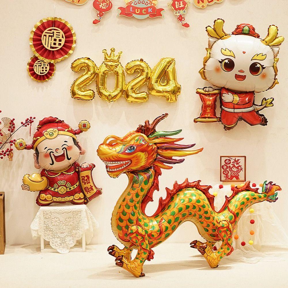 Decorative Chinese New Year Balloon Chinese Style 3D Dragon Balloons  Holiday