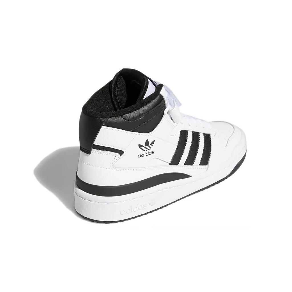 Adidas Originals FORUM Mid J Abrasion Resistant High top Kids' Skateboarding Shoes White Black Teenagers FZ2083