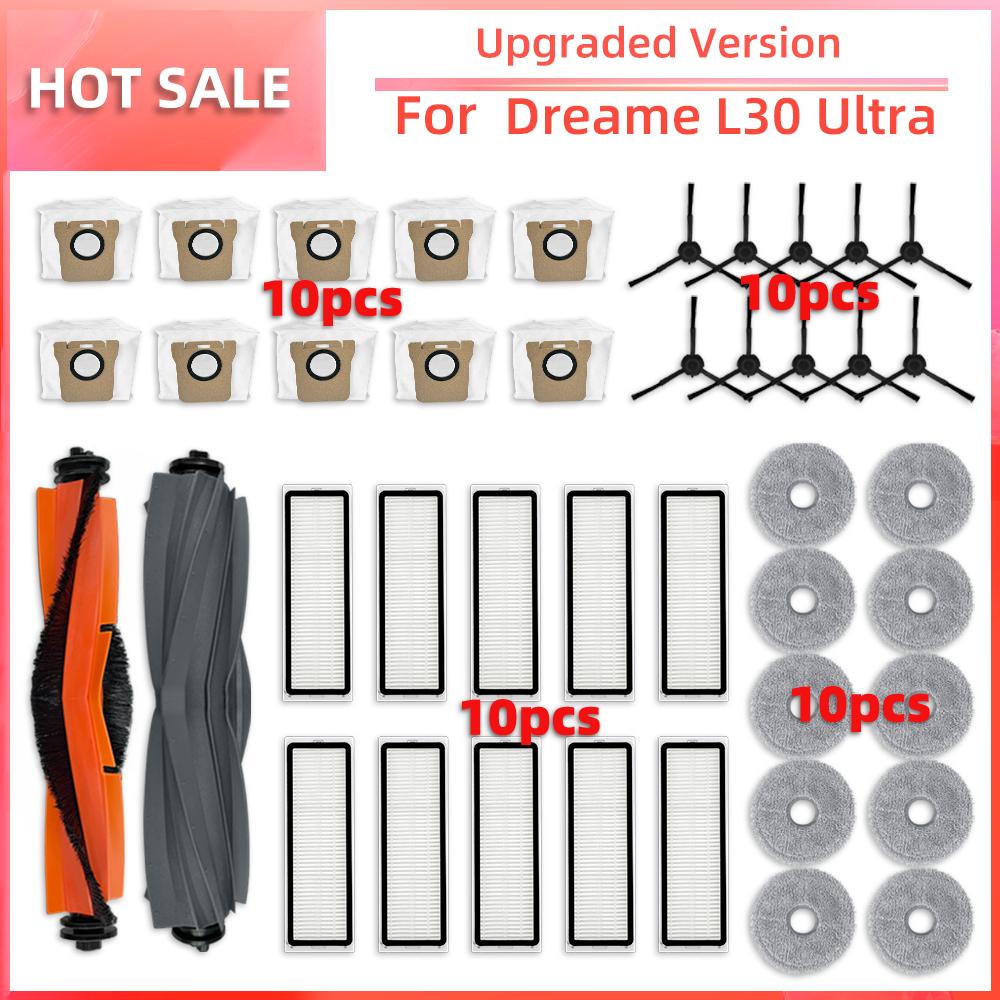 Compatible for Xiaomi Dreame L30 Ultra Robotic Vacuum Main Side Brush HEPA Filter Mop Pad Dust Bag Replacement Parts Accessories