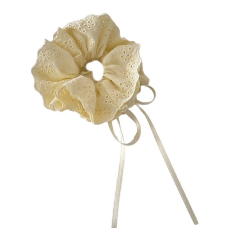 Elegant Lace Trim Drawstring Hair Ties For Women Soft And Stylish Scrunchies Great For Various Hair Types