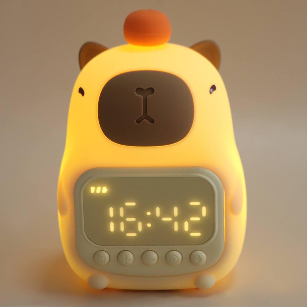 Charging Capybara Night Light Capybara Shape Bedside LED Clock Capybara Alarm Clock  Bedroom