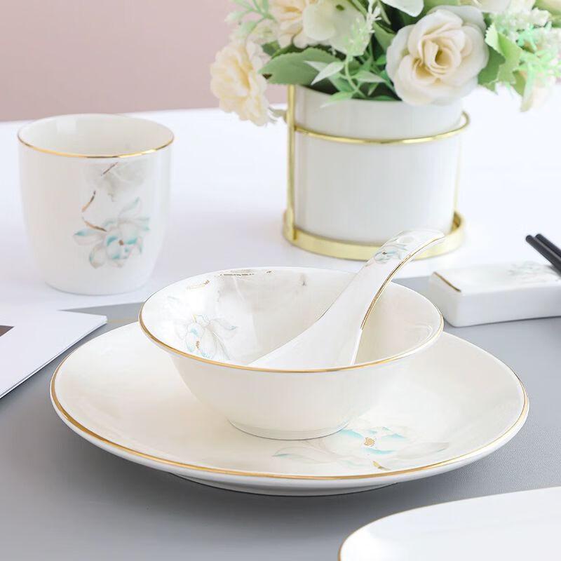 New Chinese Style Gold Rim Bone China Dinnerware Set