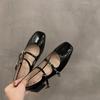 Square Toe Thick Heel Women Mary Jane Shoes Fashion Shallow Buckle Strap Shoes 2026 Spring Female Elegant Dress Leather Pumps