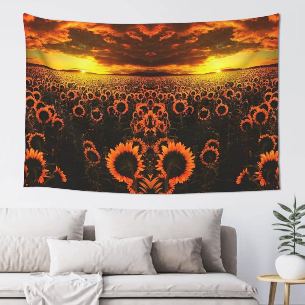 Gul Blommande solros Vackert landskap Mönster Gobeläng Hem Sovrum Vardagsrum Sovsal Väggdekoration Gobeläng