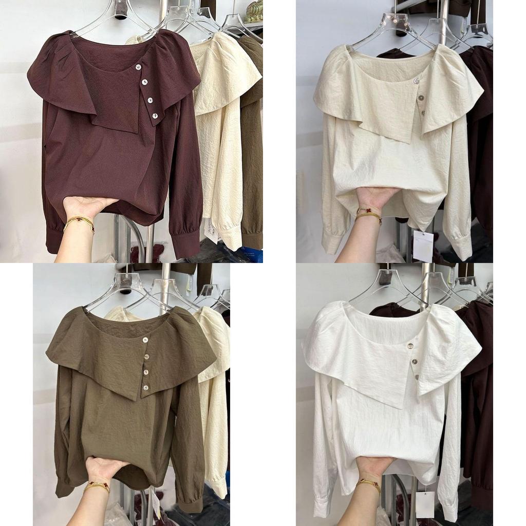 Han Style Ruffled Long Sleeve Shirt With 3d Pattern For Spring Fashion Ladies