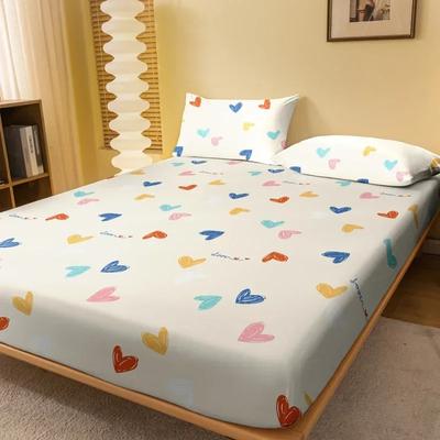 1 Lenzuolo con Angoli Stampato Geometrico a Forma di Cuore, Semplice, Moderno, Divertente, Opaco, Copriletto Stampato per Camera da Letto, Biancheria da Letto (Federe escluse)