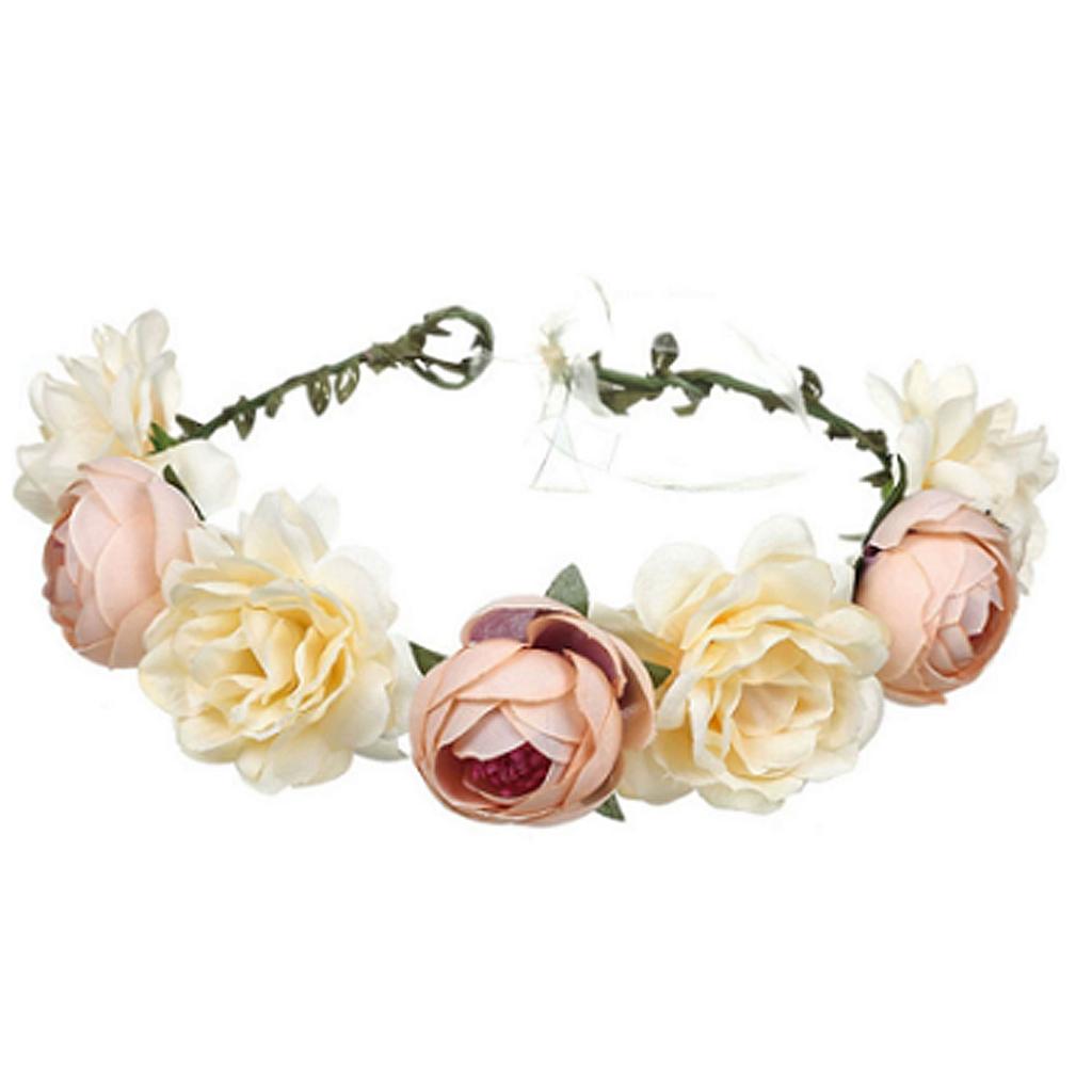 Wedding Bridal Hair Wreath Lightweight Flower Maternity Headband Multifunctional Rose Leaves Hair Wreath Party Hair Accessories
