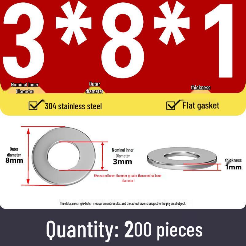 Plochá podložka z nerezové oceli 304 pro nastavení vůle hřídele (0,1/0,2/0,3 mm)