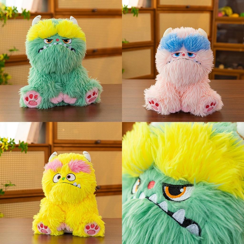 Adorable Long-haired Monster Plush Pillow For Girls Cute Sofa Toy In Soft Colors