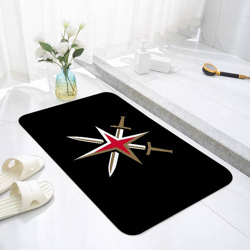 A-Hockey-Vegas-Golden Knights Emblem Floor Mats Living Room Decor Lounge Area Anti-slip Foot Mat Entrance Doormat