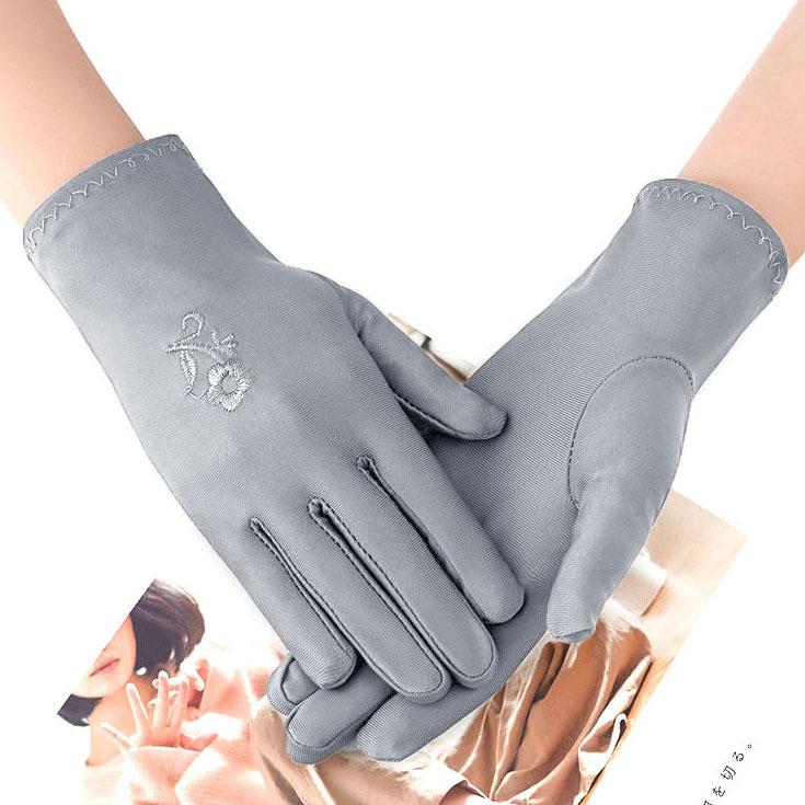 Ladies' Spring/Summer Embroidered Sunscreen Gloves - High Elasticity Riding & Driving Gloves